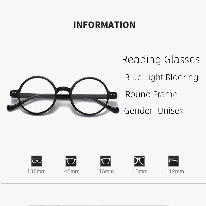 Men Women Small Round Frame Reading Glasses Anti-Blue Light Far Sight Eyewear