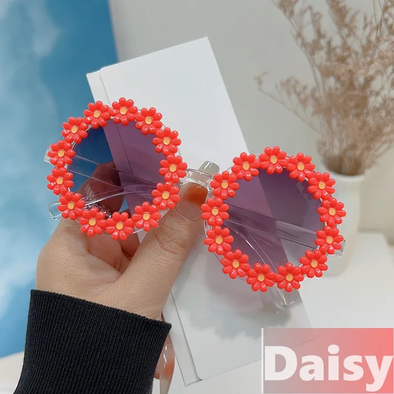 Kids Daisy Sunglasses Cute Lovely Round Frame Children Sunflower Outdoor UV400
