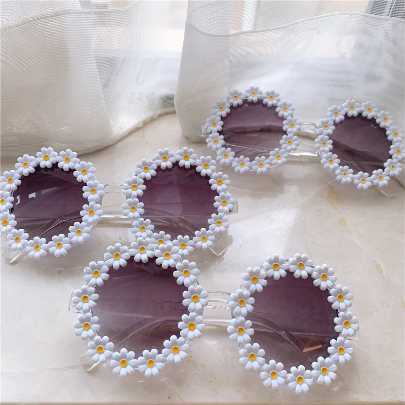Kids Daisy Sunglasses Cute Lovely Round Frame Children Sunflower Outdoor UV400