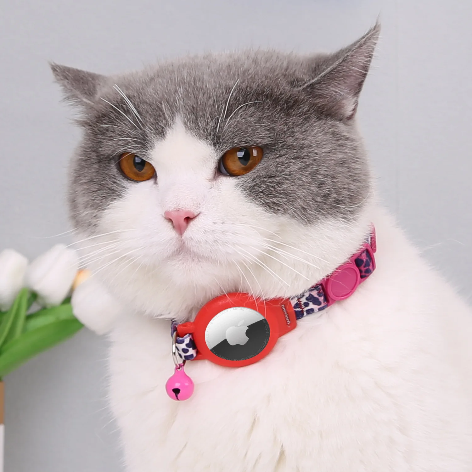 Cat Pet Collar for Airtag Silicone Personalized Necklace Kitten Puppy with Bell
