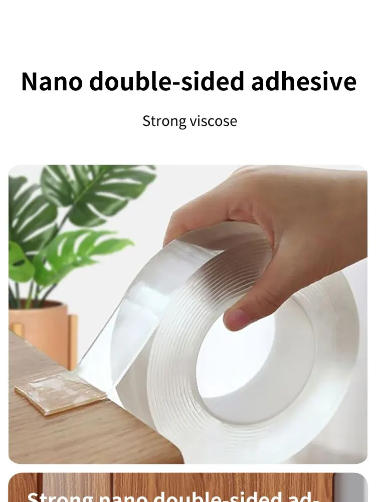 Nano Double Sided Adhesive Waterproof Transparent Reusable Acrylic Tape Home