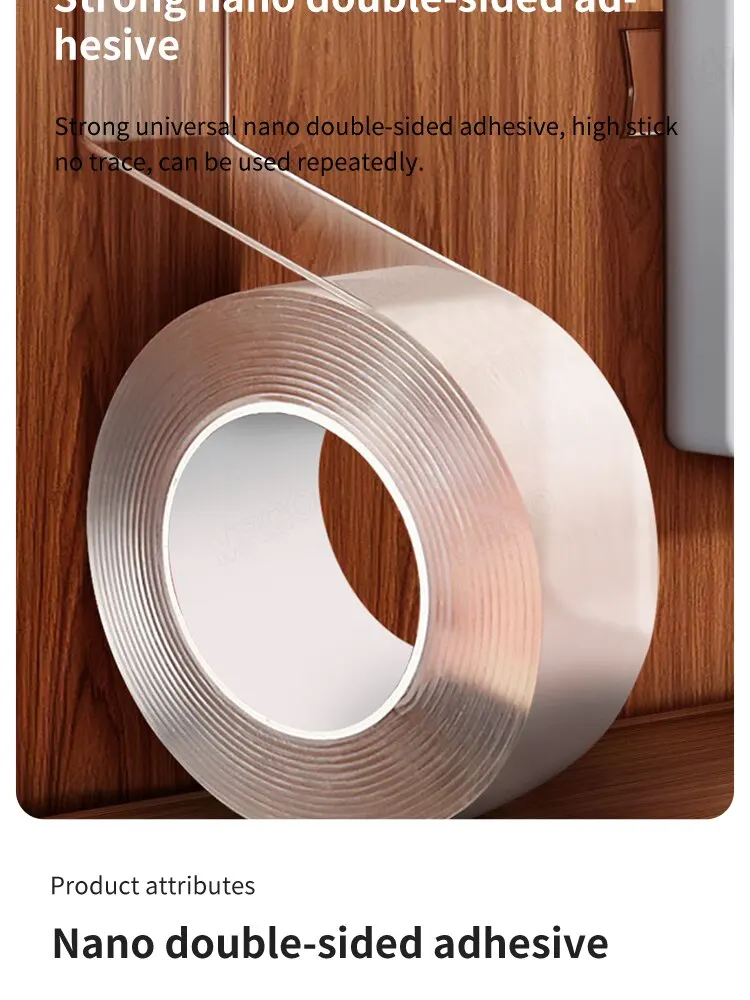 Nano Double Sided Adhesive Waterproof Transparent Reusable Acrylic Tape Home