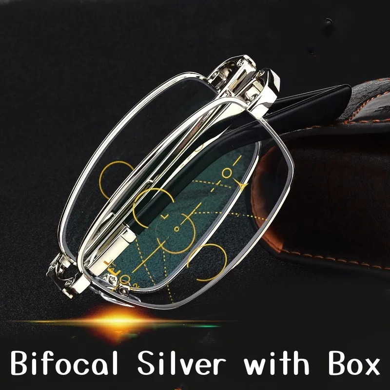 New Bifocal Reading Glasses with Box Metal Lightweight for Men Women Anti-Blue