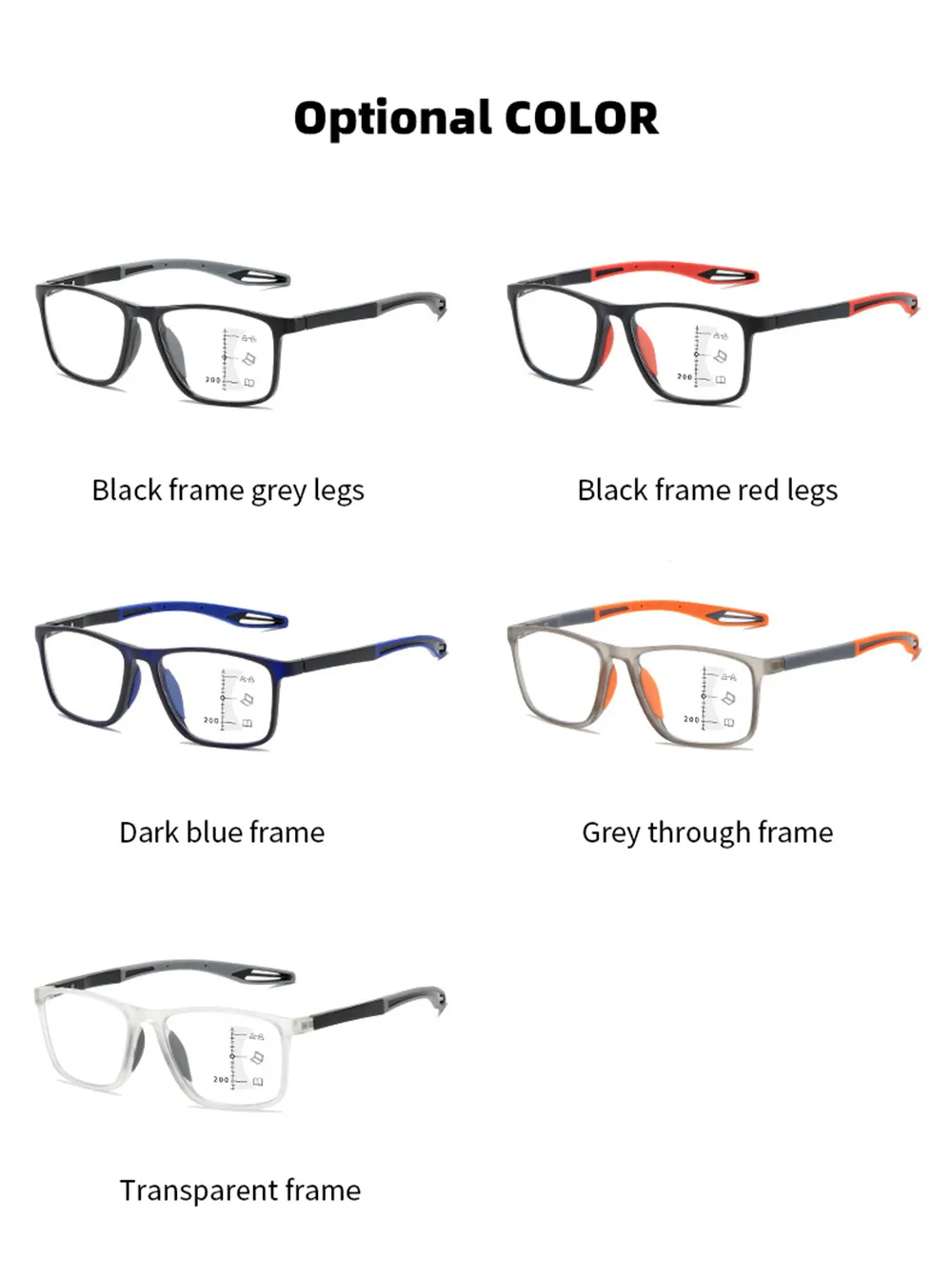 Anti-Blue Light Multifocal Reading Glasses Men Women Progressive Eyeglasses