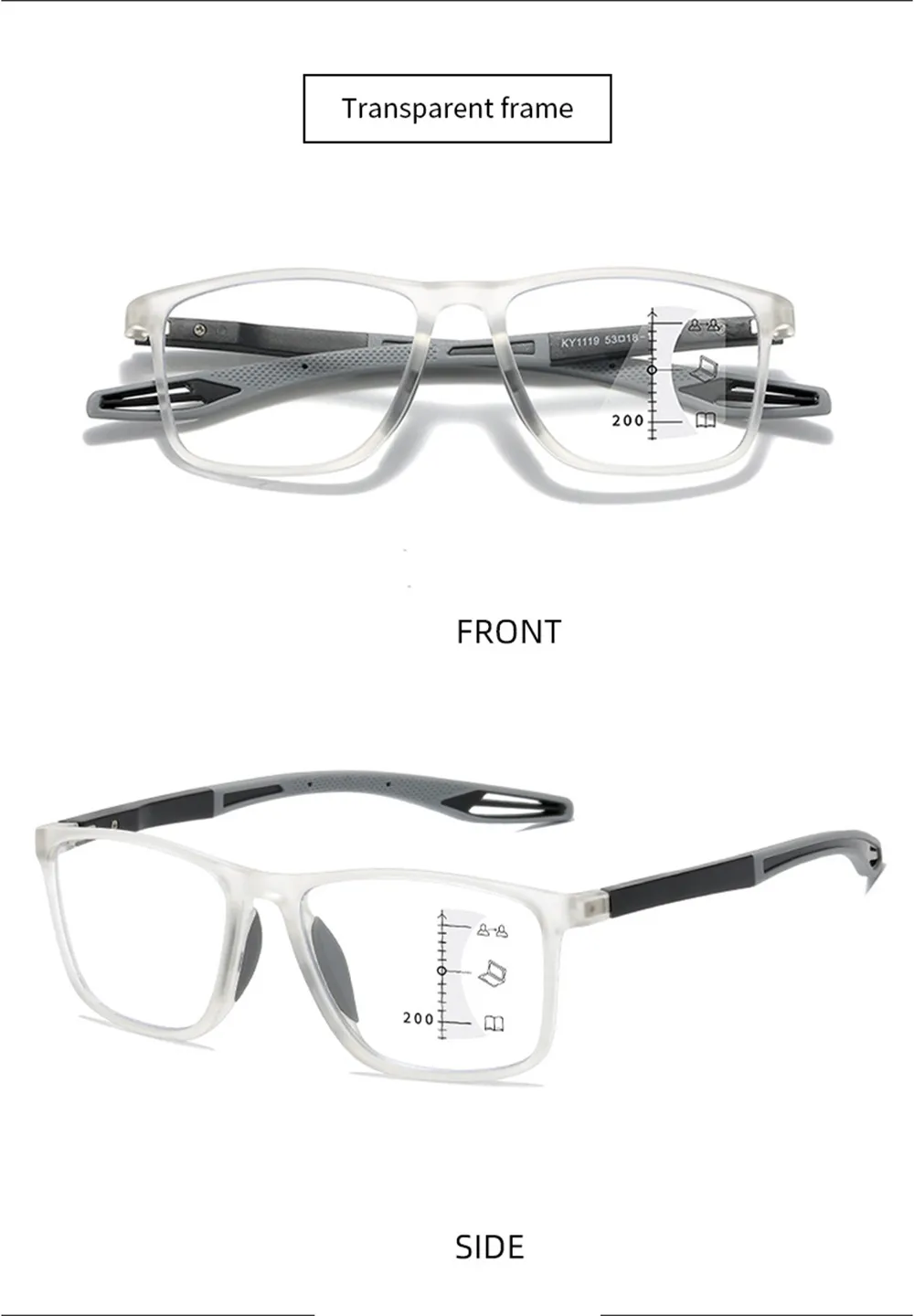 Anti-Blue Light Multifocal Reading Glasses Men Women Progressive Eyeglasses