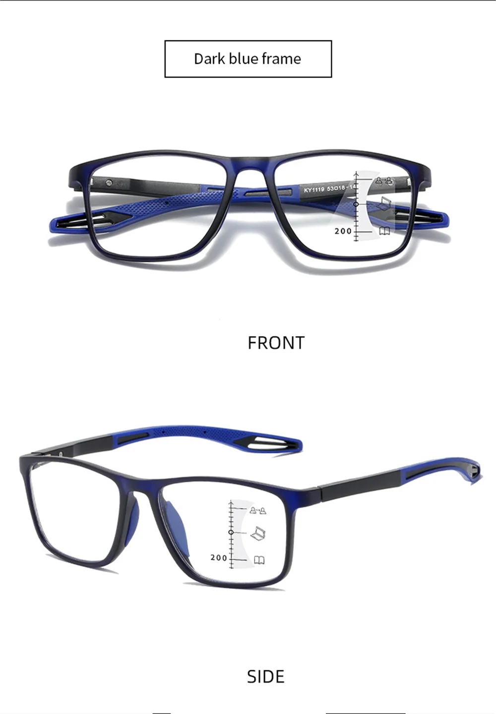 Anti-Blue Light Multifocal Reading Glasses Men Women Progressive Eyeglasses