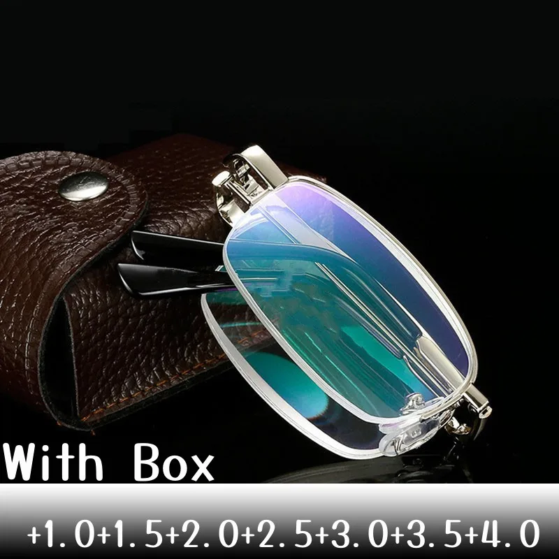 Men Women Foldable Reading Glasses with Box Vintage HD Presbyopia Eyeglasses