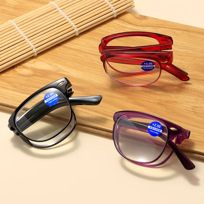 Blue Light Blocking HD Folding Reading Glasses Half Frame Presbyopia Men Women