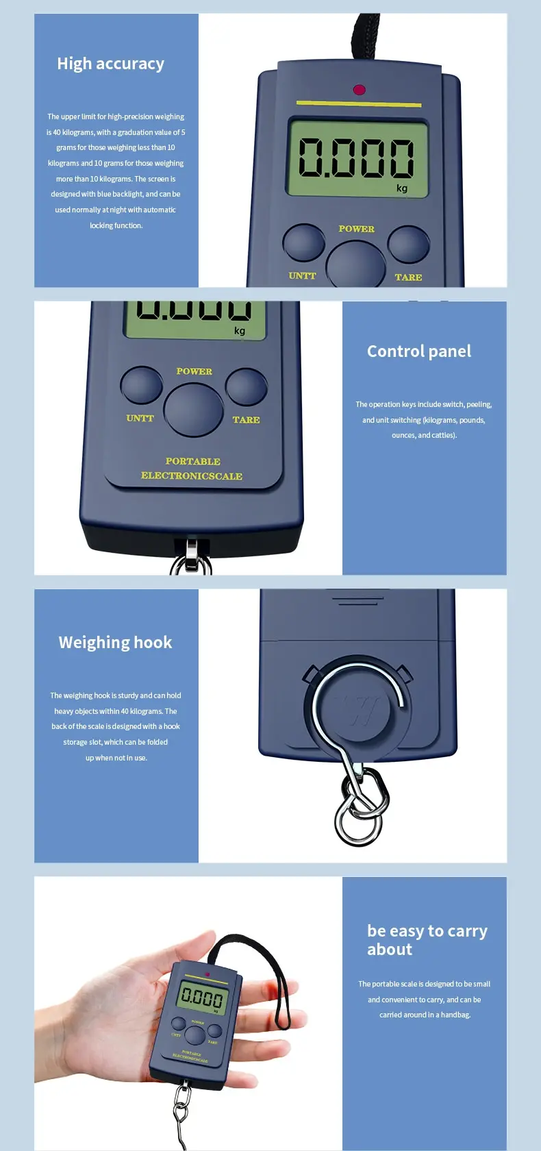 Mini 40Kg Electronic Hanging Fishing Luggage Portable Digital Weight Hook Scale