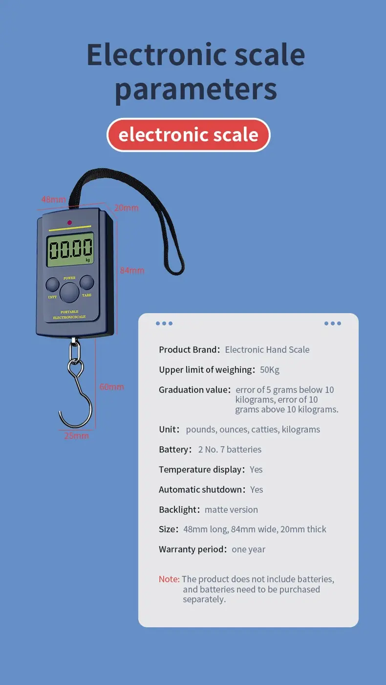 Mini 40Kg Electronic Hanging Fishing Luggage Portable Digital Weight Hook Scale